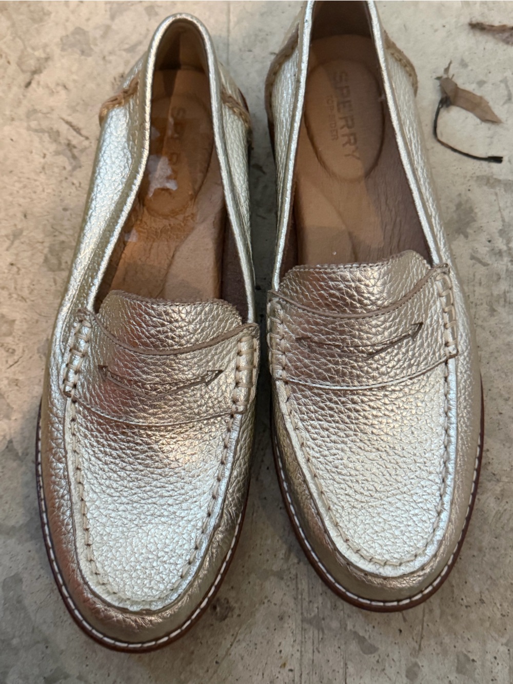 Sperry Women's Metallic Silver Penny Loafers